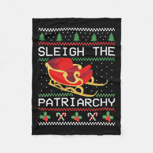 The Patriarchy Feminist Christmas Lover Women 1  Fleece Blanket