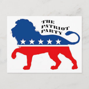 THE PATRIOT PARTY LION STARS AND STRIPES USA POSTCARD