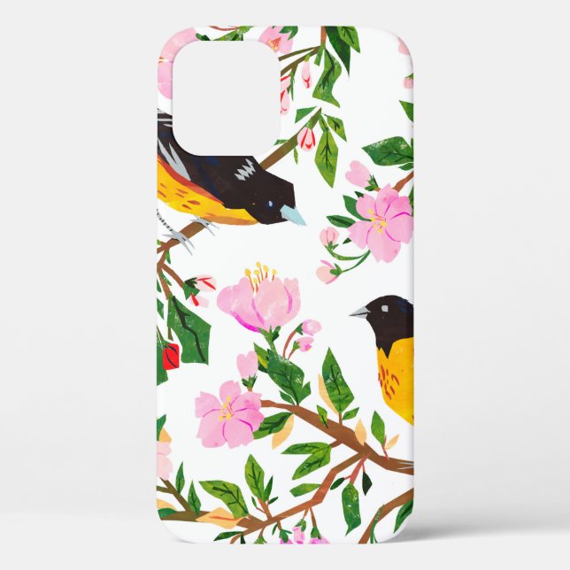 The pattern is with birds and flowers. It is creat Case-Mate iPhone Case (Back)