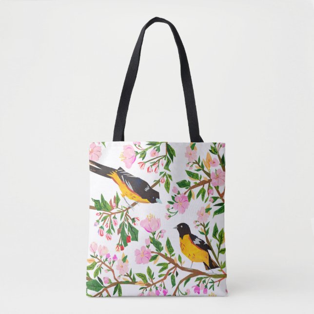 The pattern is with birds and flowers. It is creat Tote Bag (Front)