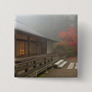 The pavilion at the Portland Japanese Garden 15 Cm Square Badge