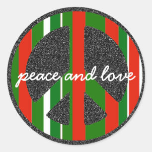 the peace & love symbol classic round sticker