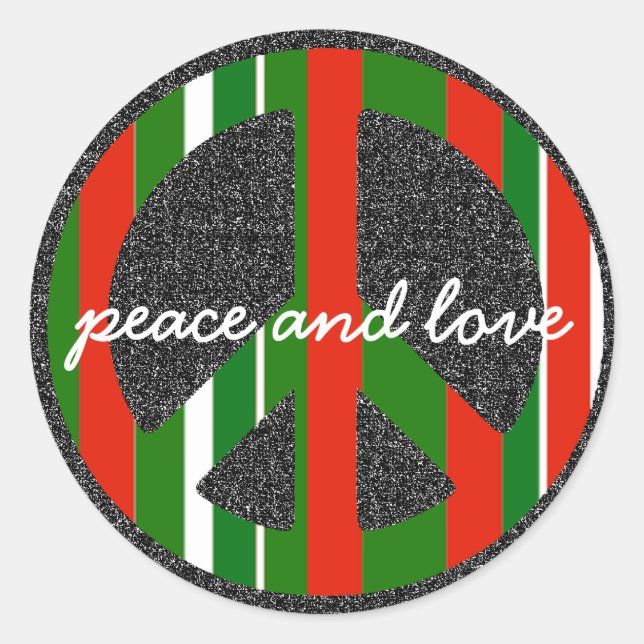 the peace & love symbol classic round sticker (Front)