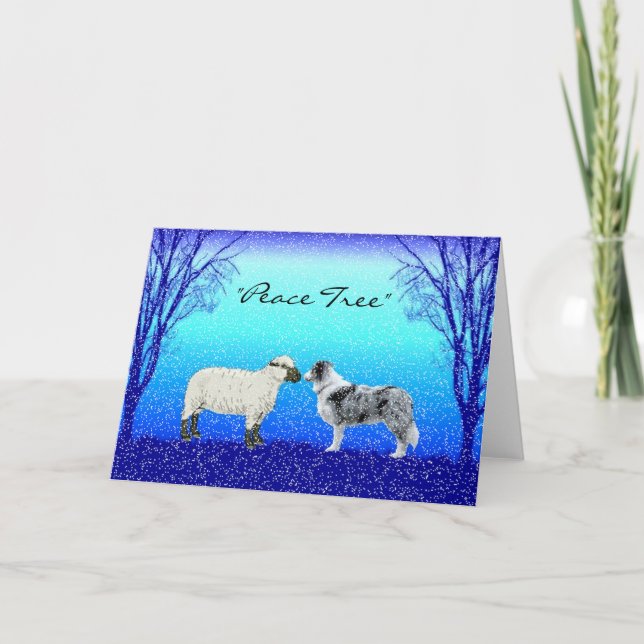"The peace Tree" Border Collie Christmas Card (Front)