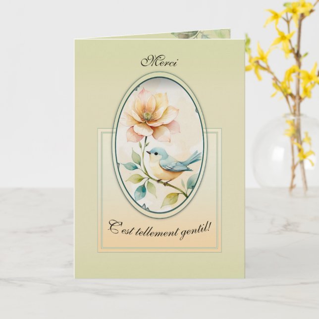 The peaceful bird card (Yellow Flower)