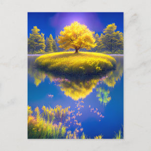 The Peaceful Growth of a Lone Tree Postcard
