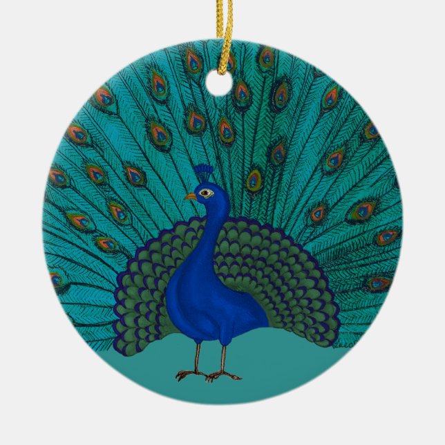 The Peacock Ceramic Ornament (Front)