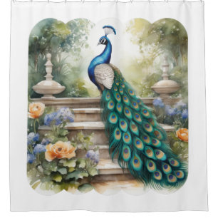 The peacock is a symbol of pride and self-esteem shower curtain