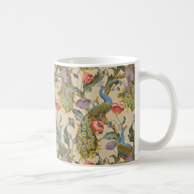 The Peacock Pattern Art Nouveau 1890 Coffee Mug (Right)
