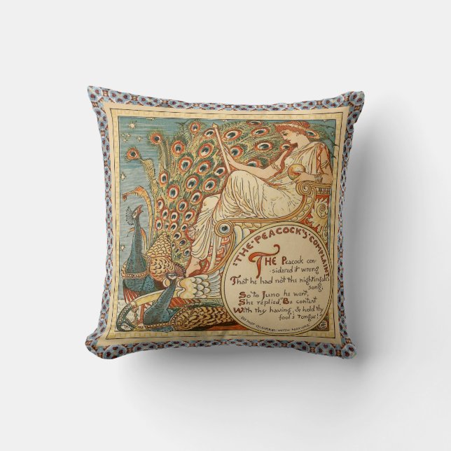 The Peacock's Complaint Throw Pillow (Front)