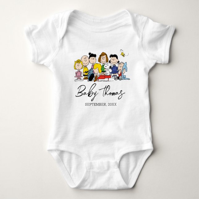 The Peanuts Gang | Baby Announcement Baby Bodysuit (Front)