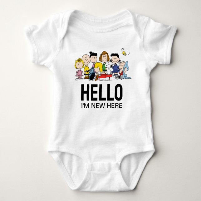 The Peanuts Gang | Baby Shower |'m New Here Baby Bodysuit (Front)