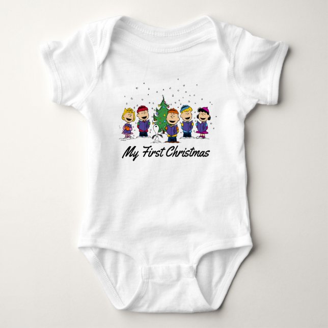 The Peanuts Gang - My First Christmas Baby Bodysui Baby Bodysuit (Front)