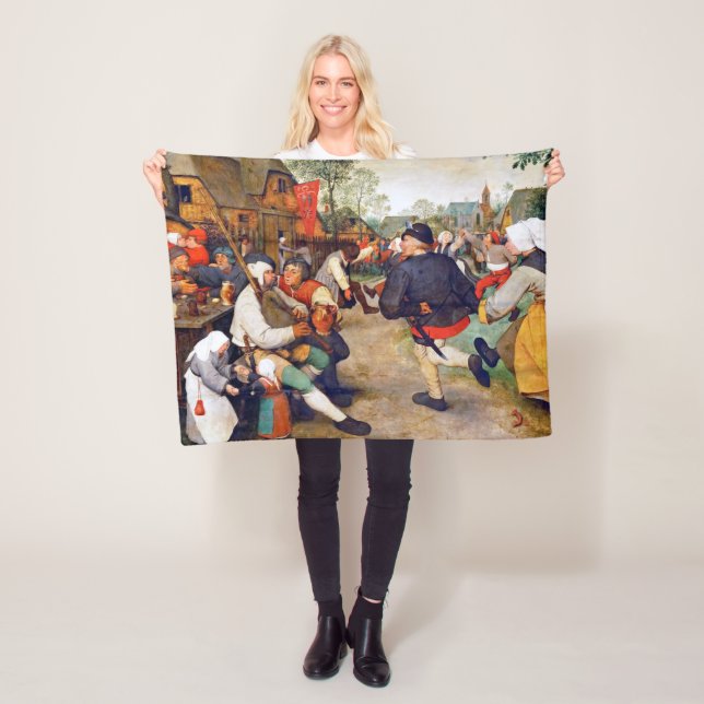 The Peasant Dance, Pieter Bruegel Fleece Blanket (In Situ)