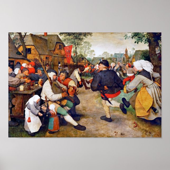 The Peasant Dance, Pieter Bruegel Poster (Front)
