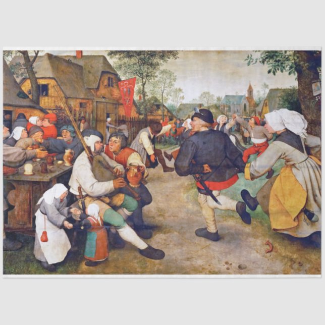 The Peasant Dance, Pieter Bruegel Tissue Paper (Front)