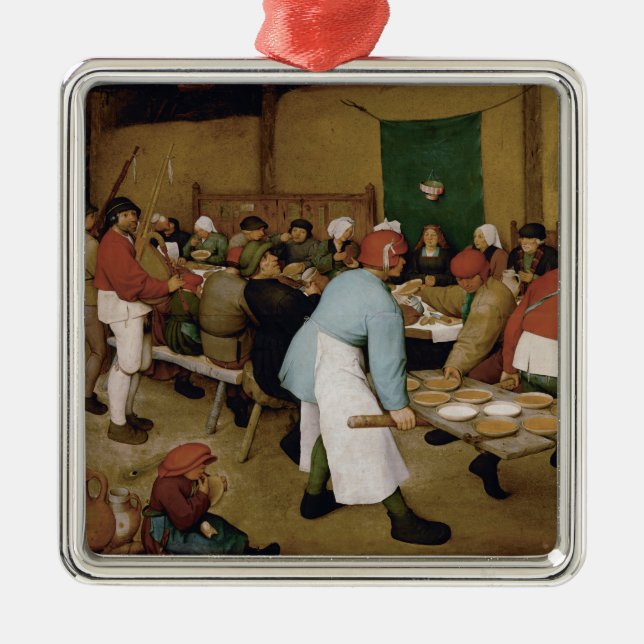The Peasant Wedding by Pieter Bruegel the Elder Metal Ornament (Front)