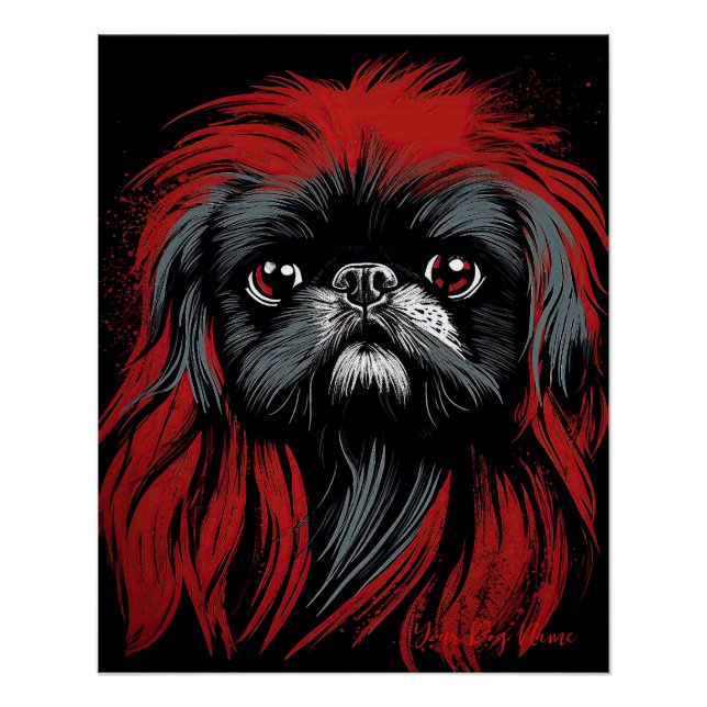 The Pekingese Dog, Red and Black 002 - Ulises Dall Poster (Front)
