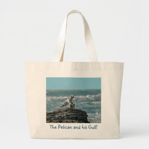 The Pelican and his Gull! Large Tote Bag