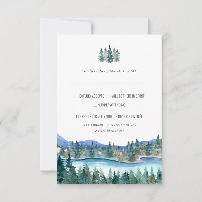 The Pemi River | Watercolor RSVP w/Meal Choice Card (Front)