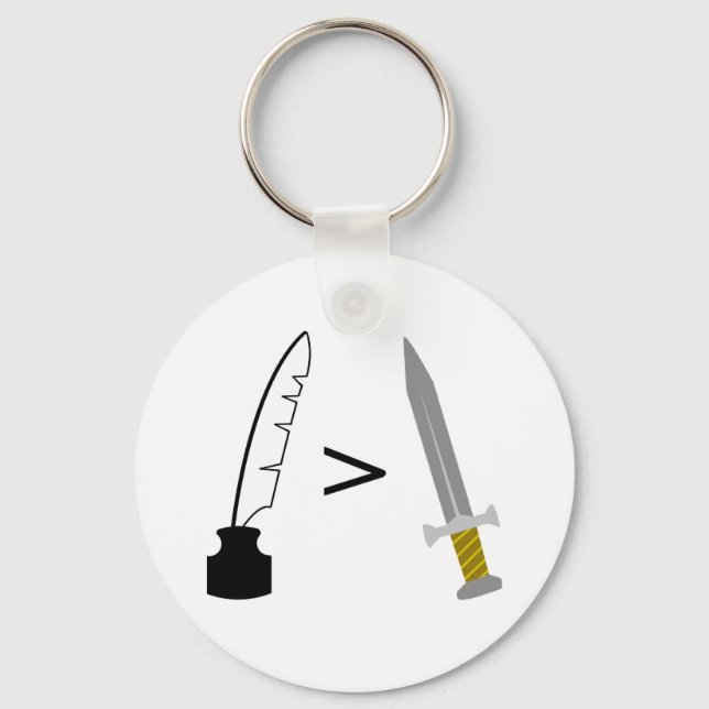 The Pen is mightier than the Sword Key Ring (Front)