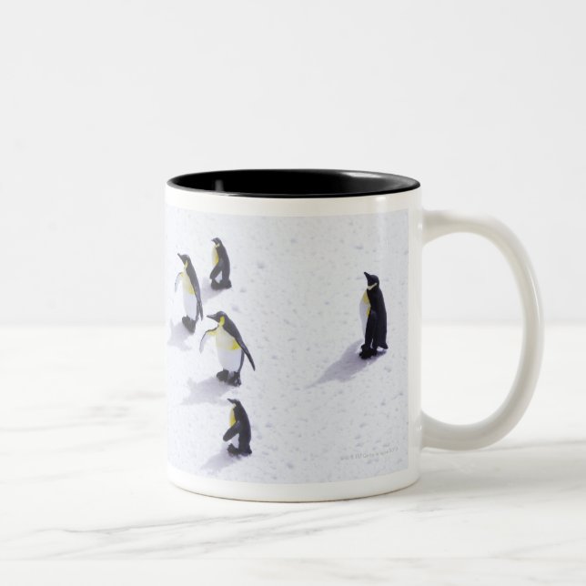 The penguins playing soccer Two-Tone coffee mug (Right)
