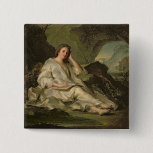 The Penitent Magdalene (oil on canvas) 15 Cm Square Badge