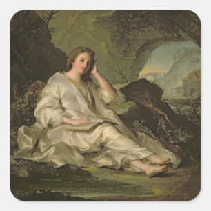 The Penitent Magdalene (oil on canvas) Square Sticker