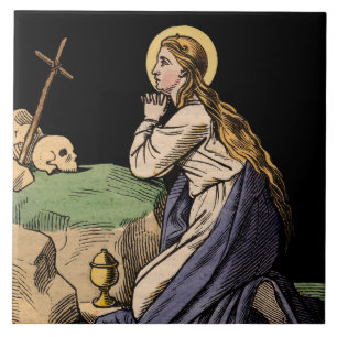 The Penitent Magdalene Praying Ceramic Tile