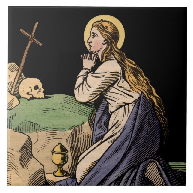 The Penitent Magdalene Praying Ceramic Tile (Front)