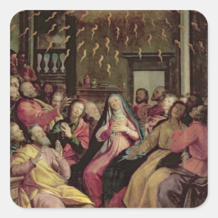 The Pentecost, c.1598 (oil on panel) Square Sticker