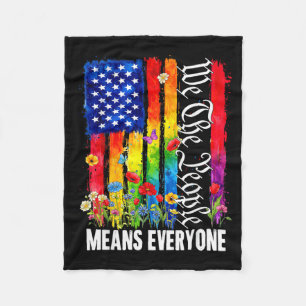 The People Means Everyone Rainbow LGBT Gay Lesbian Fleece Blanket