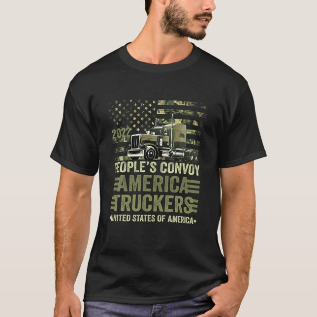 The People's Convoy 2022 America Truckers Freedom T-Shirt (Front)