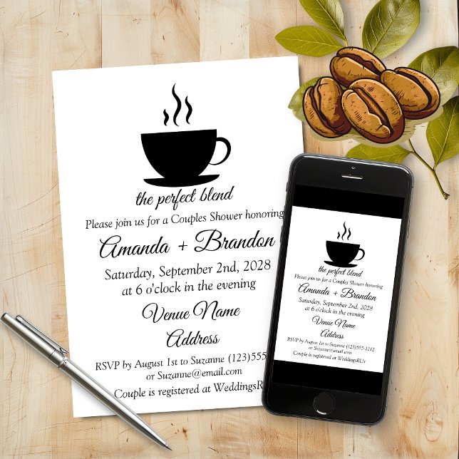 The Perfect Blend Coffee Bridal Shower Invitation (The Perfect Blend Coffee Couples Bridal Shower Invitation
)