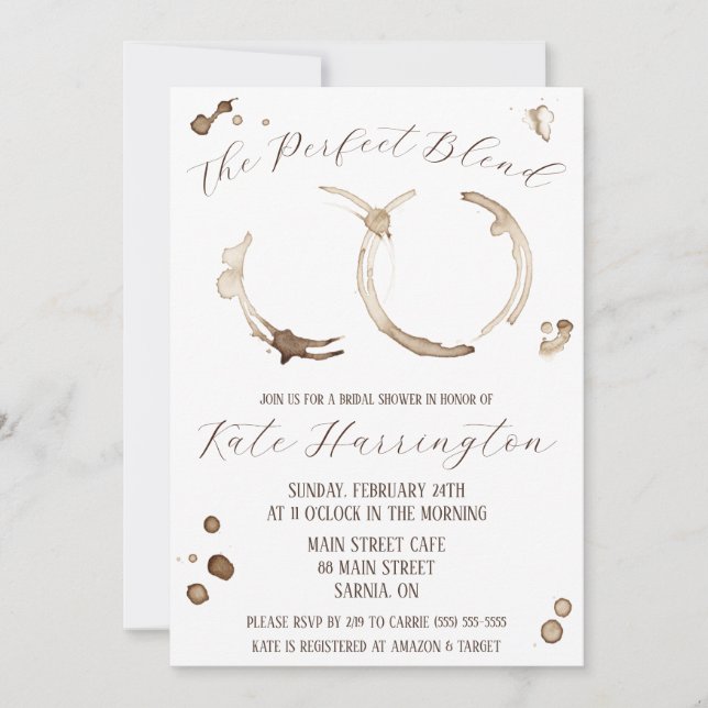 The Perfect Blend, Coffee, Stains, Bridal Shower Invitation (Front)