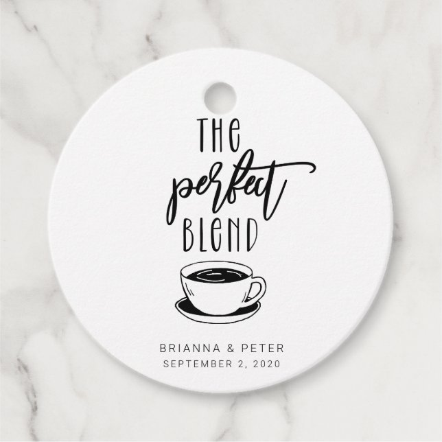 The Perfect Blend Coffee Wedding Favour Gift Tags (Front)