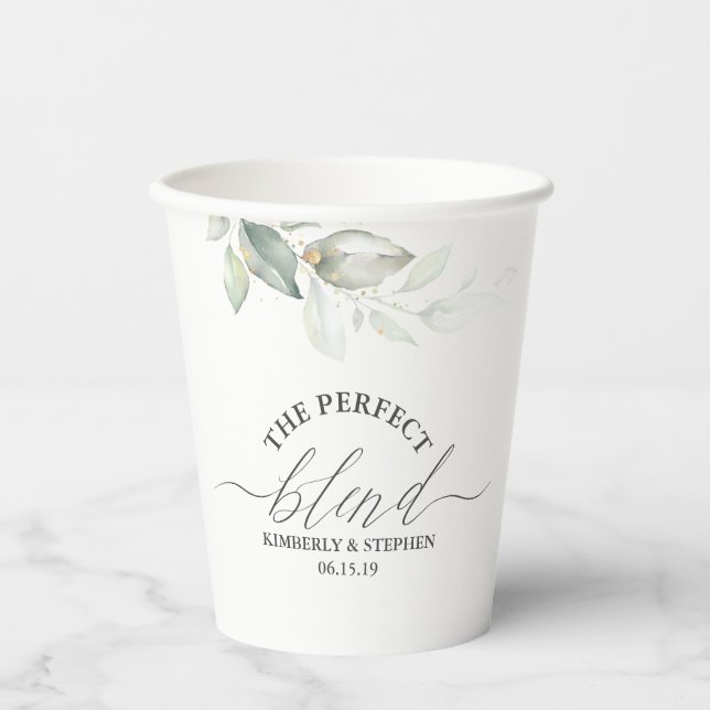 The Perfect Blend Elegant Greenery Leaves  Paper Cups (Front)