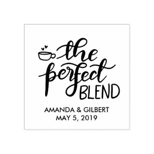 The Perfect Blend Handwritten Script Wedding Favor Rubber Stamp
