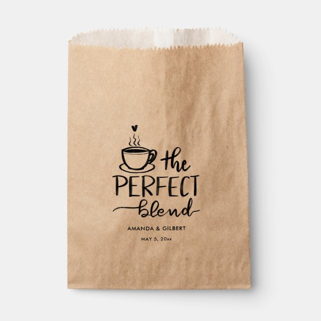 The Perfect Blend Handwritten Script Wedding  Favour Bag (Front)