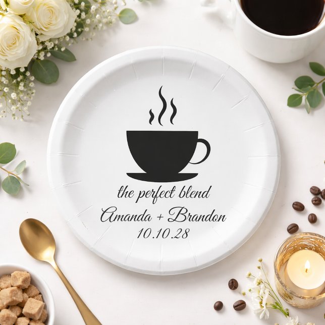 The Perfect Blend Hot Coffee Wedding  Paper Plate (Creator Uploaded)