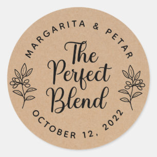 The Perfect Blend Rustic Wedding Kraft Classic Rou Round Sticker