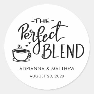 The Perfect Blend Script Coffee Wedding Favour  Classic Round Sticker