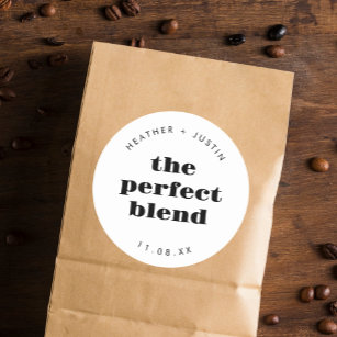 The Perfect Blend Wedding Coffee Favours Classic Round Sticker
