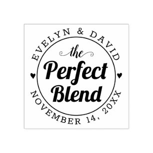 The perfect blend, wedding date and names wedding rubber stamp