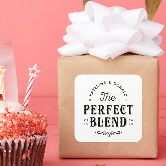 The Perfect Blend Wedding Favour Square Sticker (Party)