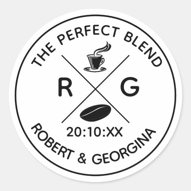 The Perfect Blend Whimsical Wedding Favour Classic Round Sticker (Front)