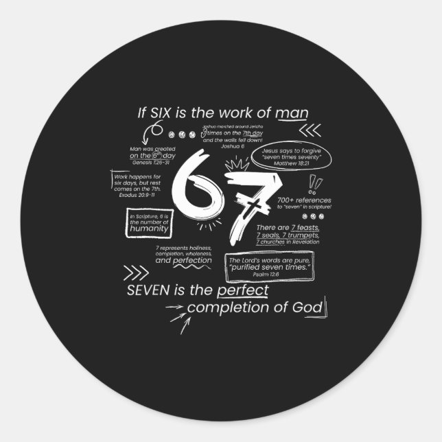 The Perfect Completion Of God 67 Meme Christian Bi Classic Round Sticker (Front)