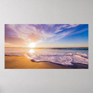 The Perfect Golden Sunset over a Sandy Beach Canva Poster