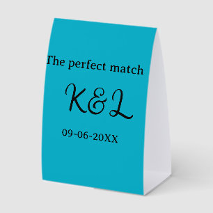 The perfect match couple name letter date blue sim