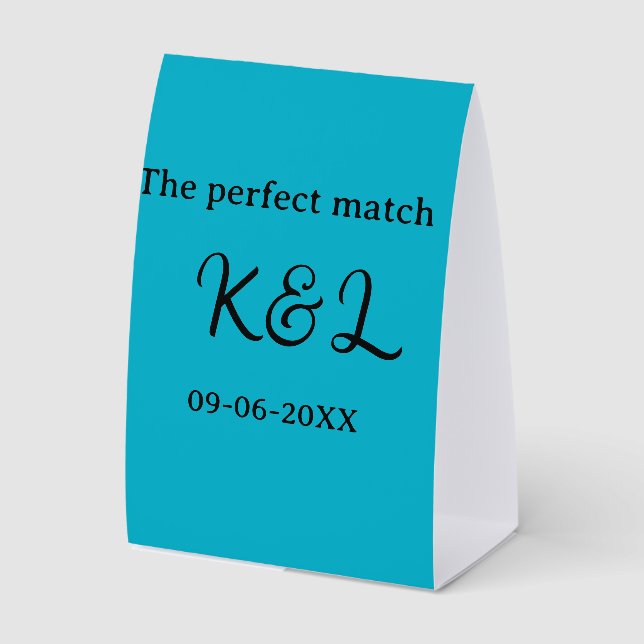 The perfect match couple name letter date blue sim (Front)